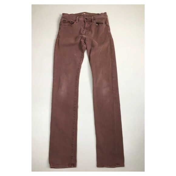 7 FOR ALL MANKIND Logo Hardware Mauve'ish/Brown 5 Pocket PAXTYN Skinny Jeans - Picture 1 of 15